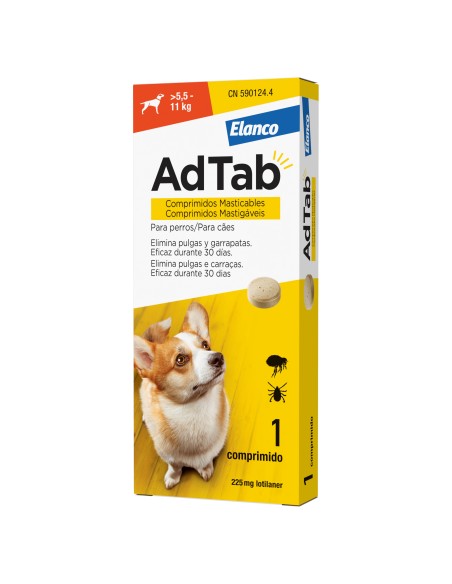 Adtab 225 mg comprimidos masticables para perros de 5.5 a 11 kg suplemento salud