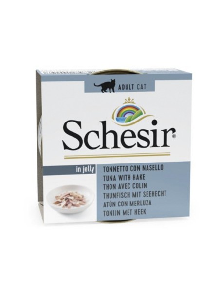 Schesir Cat Gelatina Atún con Merluza 14x85g | Comida Natural para Gatos Adultos