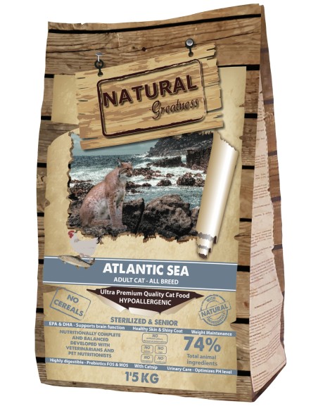Receta Cat Atlantic Sea 1.5KG | Pienso Natural sin Cereales para Gatos Receta Cat Atlantic Sea 1.5KG | Pienso Natural sin Cereales para Gatos
