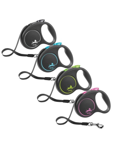 Flexi Black Design Cuerda Enrollable M Rosa | Correa Retráctil para Perros Medianos

