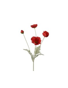 AMAPOLA ARTIFICIAL ROJA EN VARA 14X63CM