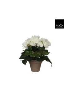 BEGONIA BLANCA ARTIFICIAL EN MACETA 9X25X20CM
