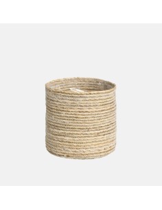 Basket Cilindro Tongi Maxi 28x28 cm  Cesta Natural con Detalles Blancos para Decoración y Almacenamiento | Endanea Garden

