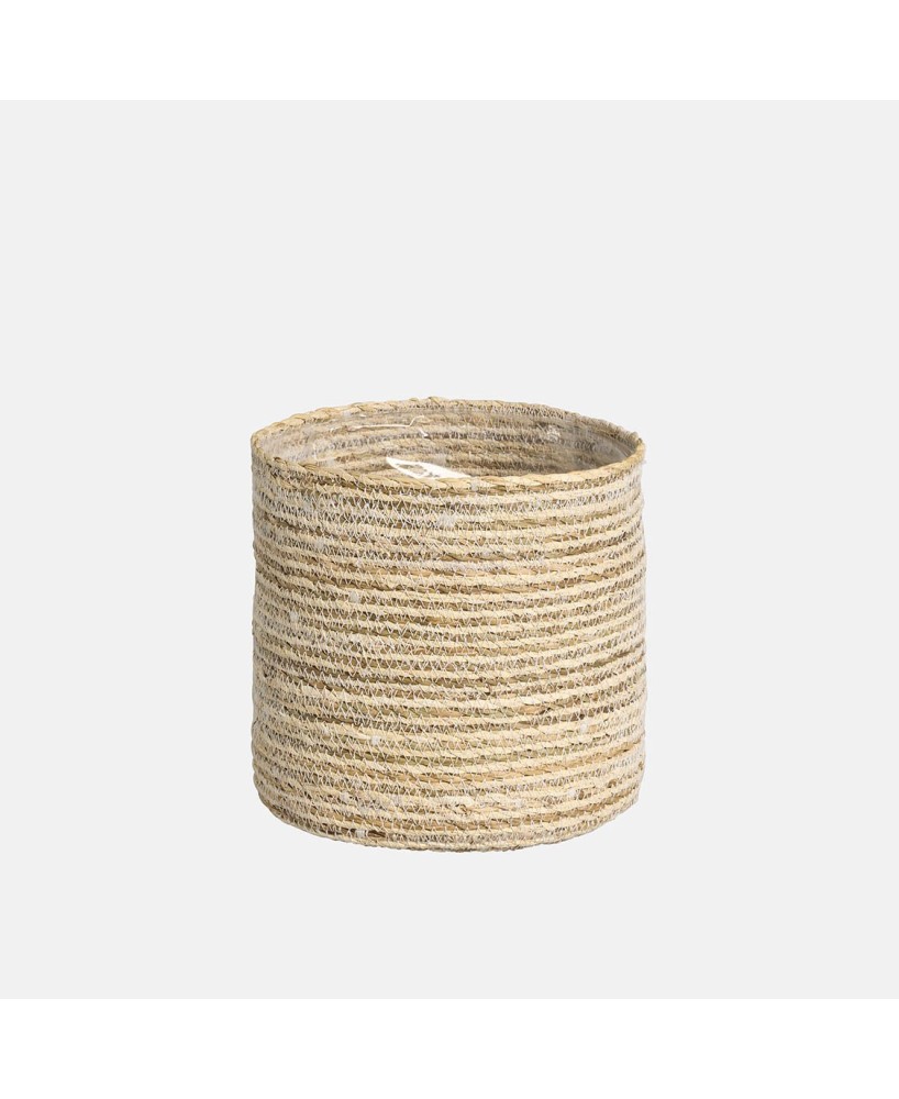 Basket Cilindro Tongi Mini 15x15 cm  Cesta Natural y Blanca para Decoración y Almacenamiento | Endanea Garden

