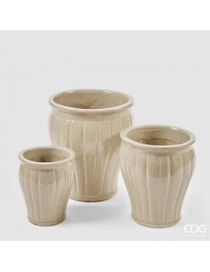 Vaso Righe Marfil Mediano | Decoración Sofisticada y Versátil

