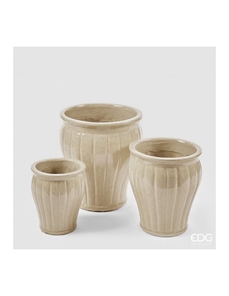 Vaso Righe Marfil Mediano | Decoración Sofisticada y Versátil

