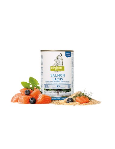 Lata Perro Junior 400g Salmón, Mijo y Moras | Alimento Natural para Cachorros