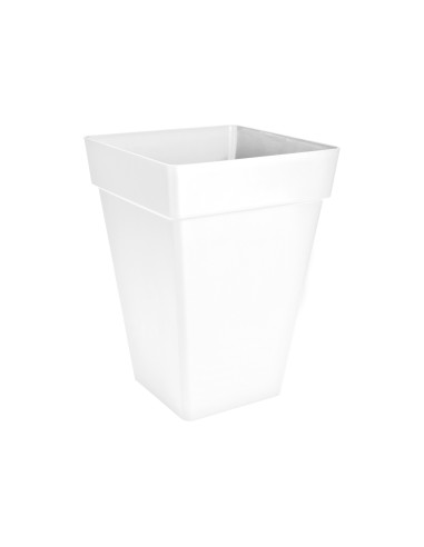 Maceta Loft Cuadrada Alta 37 cm Blanca para Interior y Exterior | Endanea Garden

